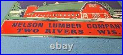 Vintage Farming Building Service Sign Wisconsin Lumber Barn Gas Porcelain Sign