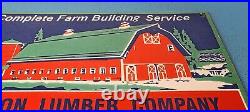 Vintage Farming Building Service Sign Wisconsin Lumber Barn Gas Porcelain Sign