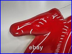 Vintage Fiberglass 48 x 36 Mobil Pegasus Horse Logo Sign Red