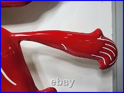 Vintage Fiberglass 48 x 36 Mobil Pegasus Horse Logo Sign Red