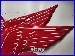 Vintage Fiberglass 48 x 36 Mobil Pegasus Horse Logo Sign Red