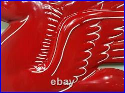 Vintage Fiberglass 48 x 36 Mobil Pegasus Horse Logo Sign Red