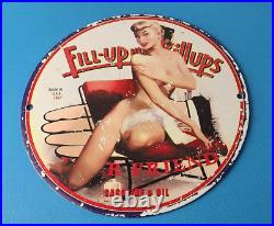 Vintage Fill Up Billups Sign Gas Oil Pump Porcelain Sign