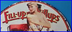 Vintage Fill Up Billups Sign Gas Oil Pump Porcelain Sign