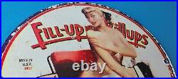 Vintage Fill Up Billups Sign Gas Oil Pump Porcelain Sign