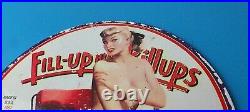 Vintage Fill Up Billups Sign Gas Oil Pump Porcelain Sign