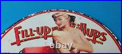 Vintage Fill Up Billups Sign Gas Oil Pump Porcelain Sign