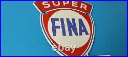 Vintage Fina Gasoline Porcelain Alkyl Gas Service Station Pump Plate Sign