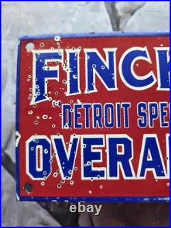 Vintage Finck's Detroit-special Overalls Porcelain Sign