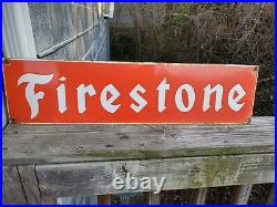 Vintage Firestone Tire Ad Heavy Porcelain Enamel Sign