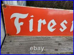 Vintage Firestone Tire Ad Heavy Porcelain Enamel Sign
