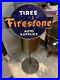 Vintage-Firestone-Tires-And-Auto-Supplies-Porcelain-Lollipop-Sign-Gas-Oil-Nice-01-gs