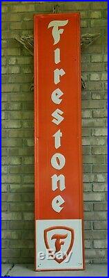 Vintage Firestone Tires Embossed Metal Vertical Sign (71x13), Grace-Brite