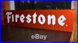 Vintage Firestone Tires Gas Station Oil 48 Double Sided Metal Sign