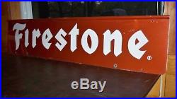 Vintage Firestone Tires Gas Station Oil 48 Double Sided Metal Sign