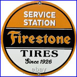 Vintage Firestone Tires Porcelain Sign Auto Repair Gas Station Motor Oil Pump