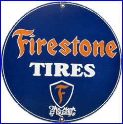Vintage Firestone Tires Porcelain Sign Auto Repair Gas Station Motor Oil Pump