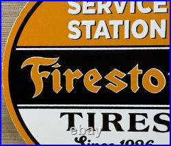 Vintage Firestone Tires Porcelain Sign Auto Repair Gas Station Motor Oil Pump