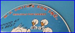 Vintage Fish Market Sign Porcelain Walt Disney Grocery Store Gas Oil Pump Sign