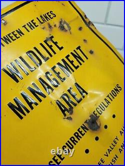Vintage Fish & Wildlife Sign Dated 1968 Tennessee Wildlife Managment Gas Oil