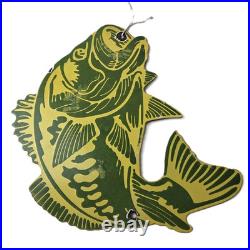 Vintage Fishing Bass Sign Fish Wildlife Signage Paw Paw Porcelain Gas Sign
