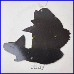 Vintage Fishing Bass Sign Fish Wildlife Signage Paw Paw Porcelain Gas Sign