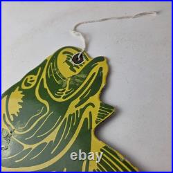 Vintage Fishing Bass Sign Fish Wildlife Signage Paw Paw Porcelain Gas Sign