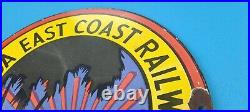 Vintage Florida East Coast Railway Porcelain Metal Gas Station Train Car Sign