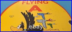 Vintage Flying A Gasoline Porcelain Gas Oil Service Pump Plate Aviation 12 Sign
