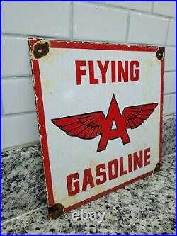 Vintage Flying A Gasoline Porcelain Sign Metal Oil Gas Lube Petroleum Service