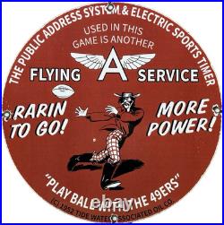 Vintage Flying A Gasoline Porcelain Sign Oil Gas Station San Francisco 49ers