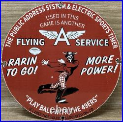 Vintage Flying A Gasoline Porcelain Sign Oil Gas Station San Francisco 49ers