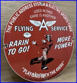 Vintage Flying A Gasoline Porcelain Sign Oil Gas Station San Francisco 49ers