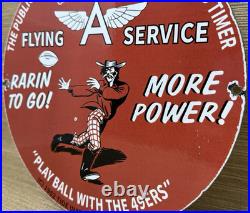 Vintage Flying A Gasoline Porcelain Sign Oil Gas Station San Francisco 49ers