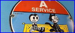 Vintage Flying A Gasoline Sign Felix the Cat Sign Porcelain Gas Pump Sign