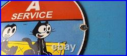 Vintage Flying A Gasoline Sign Felix the Cat Sign Porcelain Gas Pump Sign