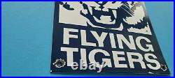 Vintage Flying Tigers Porcelain Aviation Ww2 Military Gas Airplane Service Sign