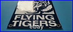 Vintage Flying Tigers Porcelain Aviation Ww2 Military Gas Airplane Service Sign