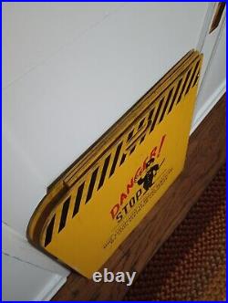 Vintage Folding Wooden Sign OTIS Elevator / Escalator Barrier