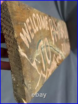 Vintage Folk Art Painted Smaltz Wooden BAMBOO ROOM Tiki Bar Advertising Sign
