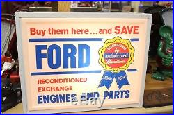 Vintage Ford Engines and Parts Light up Advertising Plastic Sign