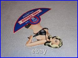 Vintage Ford Genuine Parts V8 Service Garage Woman Metal Car Truck Gasoline Sign