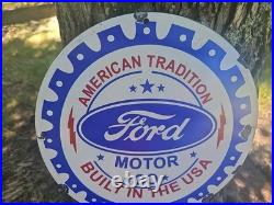 Vintage Ford Motor Co. Built In The U. S. A. Porcelain Dealership Sign 12