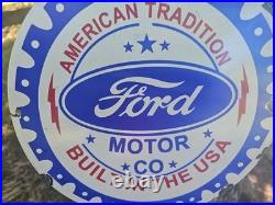 Vintage Ford Motor Co. Built In The U. S. A. Porcelain Dealership Sign 12