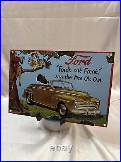 Vintage Ford Motor Company Service Dealer Porcelain Dealership Sign 12 X 8