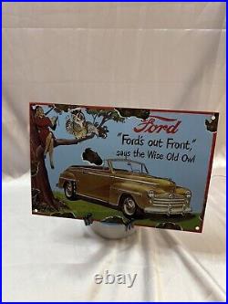 Vintage Ford Motor Company Service Dealer Porcelain Dealership Sign 12 X 8