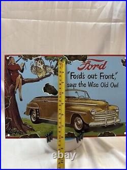 Vintage Ford Motor Company Service Dealer Porcelain Dealership Sign 12 X 8