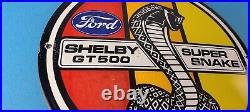 Vintage Ford Motors Porcelain Shelby GT 500 Super Snake Gas Pump Automotive Sign