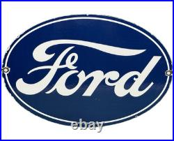Vintage Ford Motors Porcelain Sign Gas Station Pump Plate Dealership Chevrolet