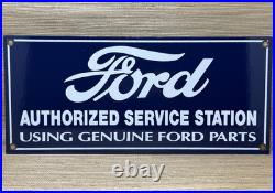 Vintage Ford Motors Porcelain Sign Gas Station Pump Plate Dealership Chevrolet